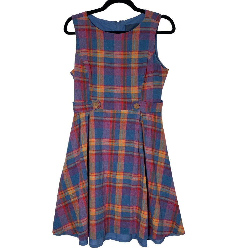 Modcloth Multicolor Plaid Sleeveless Fit-and-Flare Dress